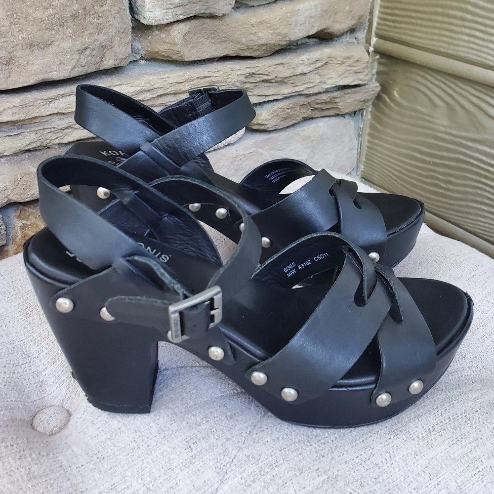 Kork-Ease Black Platform Shoes with Chunky Heel